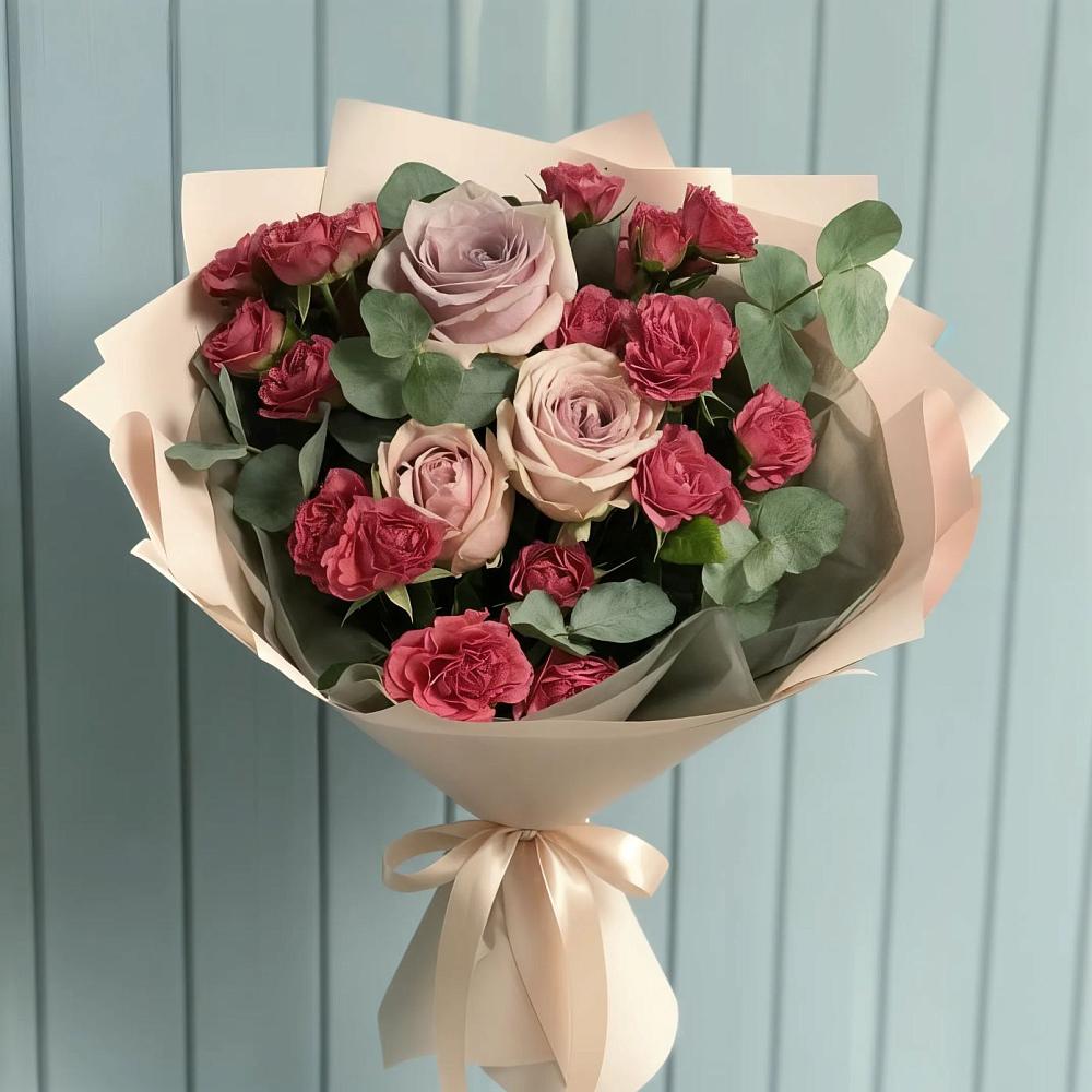 Букет цветов из: Гвоздики и Розы в Поселок совхоза Буденновец