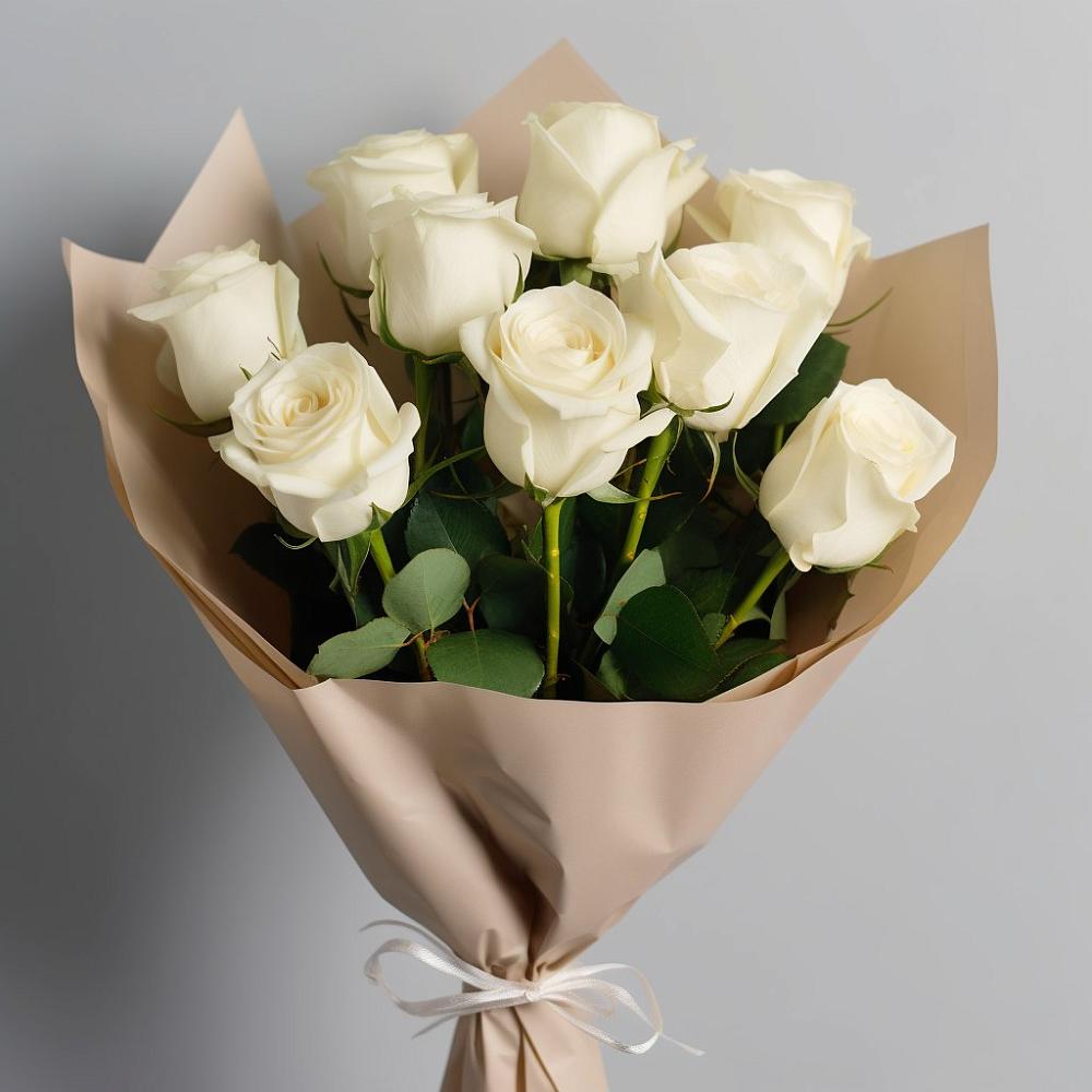 Букет 9 Белых роз Эдлесс Лав в Поселок совхоза Буденновец