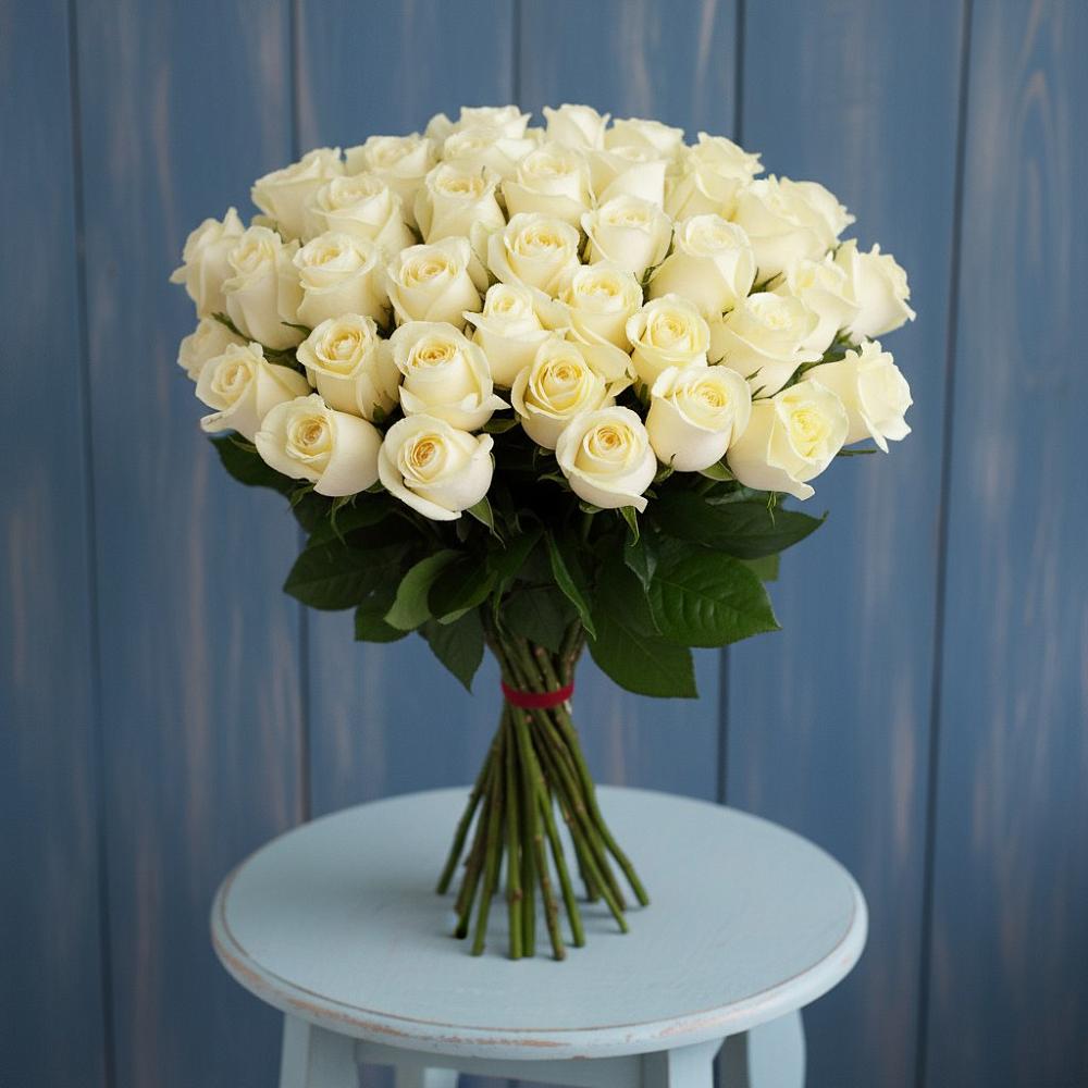 Букет 51 Белая роза Эдлесс Лав в Поселок совхоза Буденновец
