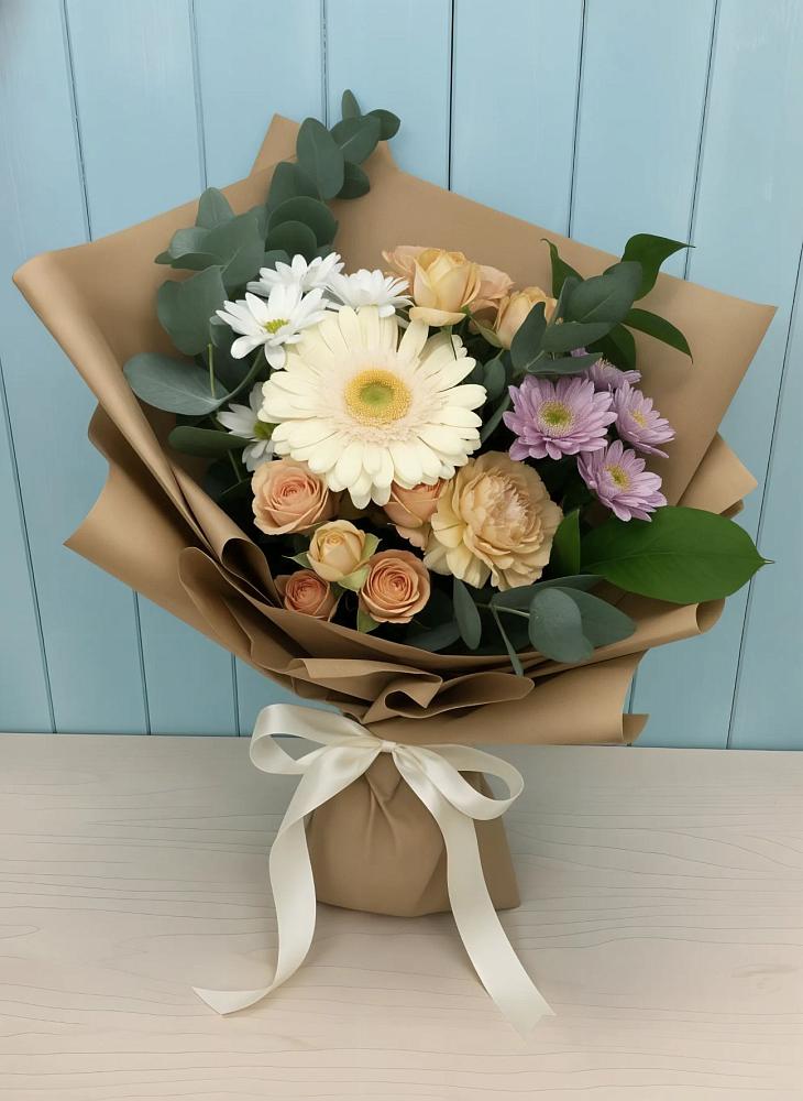 Букет цветов из: Герберы и Хризантемы в Поселок совхоза Буденновец