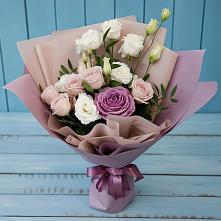 Букет цветов из:  Розы и Лизиантусы в Поселок совхоза Буденновец