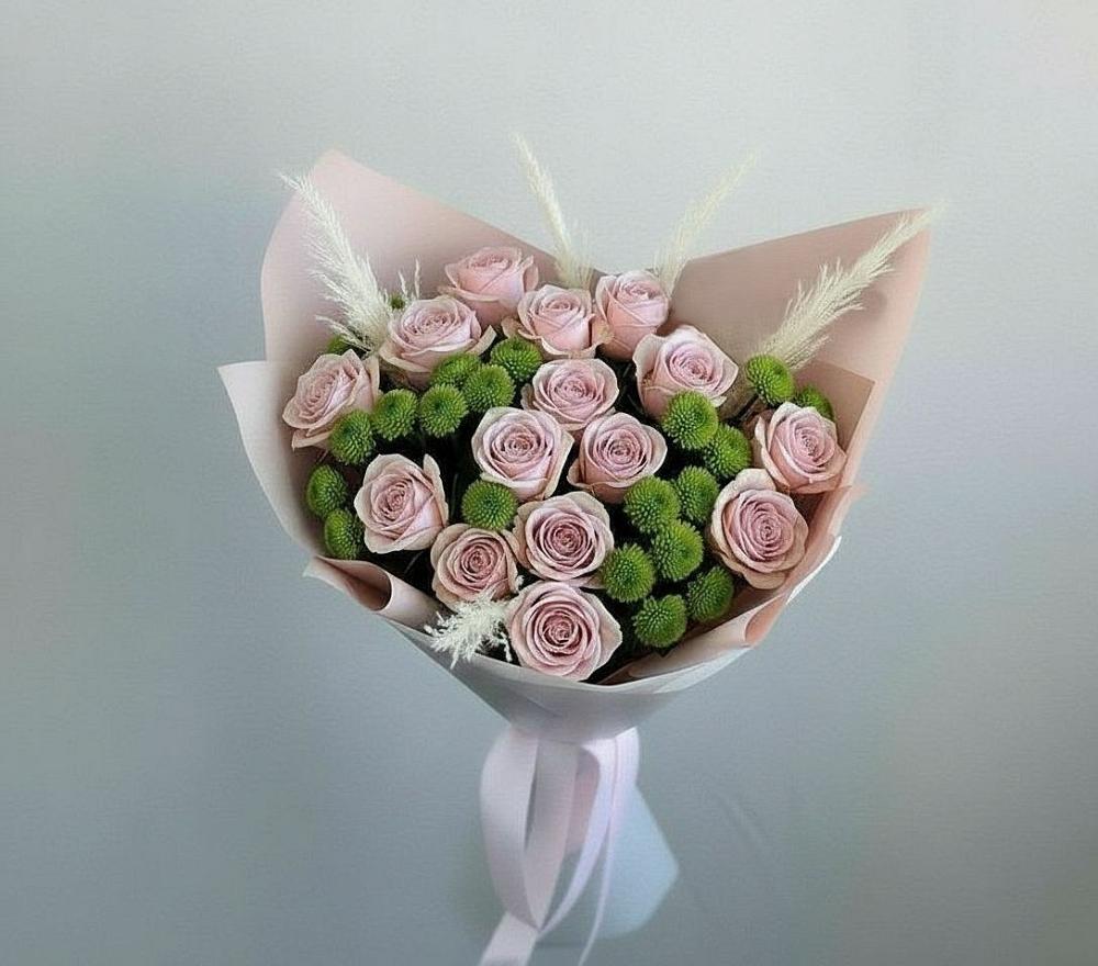 Букет цветов из: Розы и Хризантемы в Поселок совхоза Буденновец