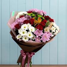 Букет цветов из:  Розы, Хризантемы и Альстромерии #REPLACE_PRED# Поселок совхоза Буденновец