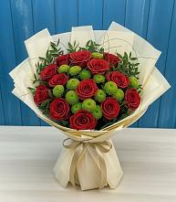 Букет цветов из:  Розы и Хризантемы в Поселок совхоза Буденновец