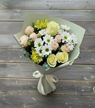 Букет цветов из:  Альстромерии, Розы и Хризантемы в Поселок совхоза Буденновец