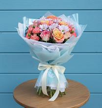 Букет цветов из:  Хризантемы и Розы в Поселок совхоза Буденновец