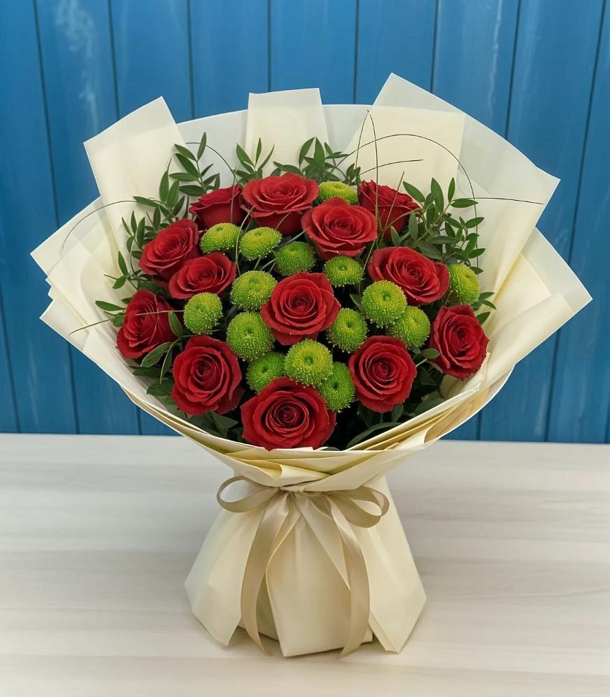 Букет цветов из: Розы и Хризантемы в Поселок совхоза Буденновец