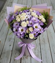 Букет цветов из:  Хризантемы и Розы в Поселок совхоза Буденновец